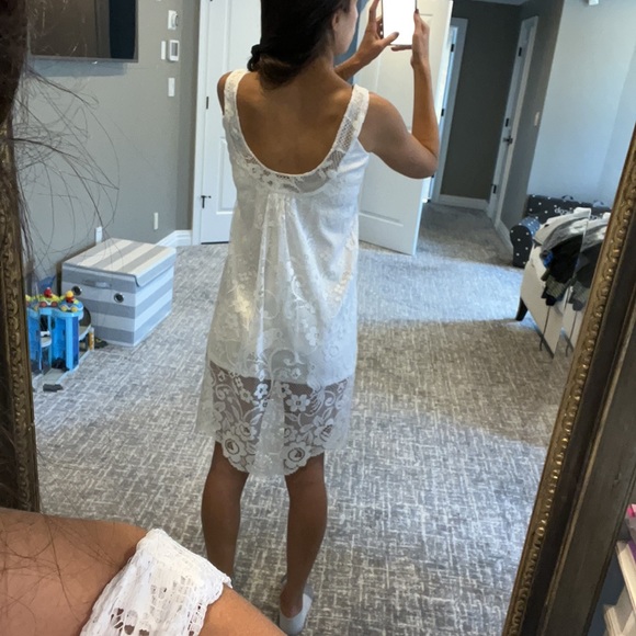 Natalie Anne White Crochet Tank Dress with Cotton Slip - Picture 4 of 6